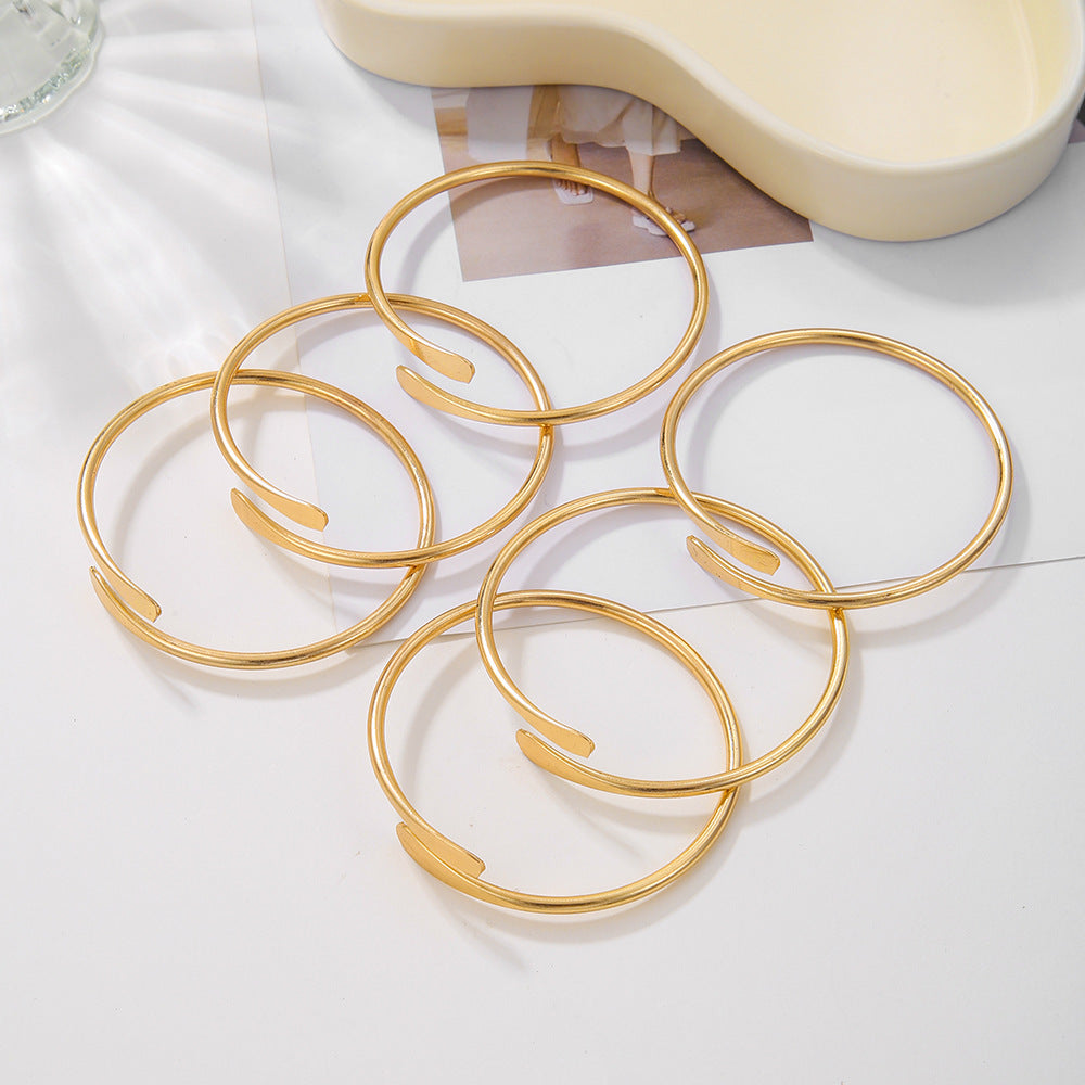 Personalized Geometric Round Iron Plated Cuff Bracelet Set for Unisex