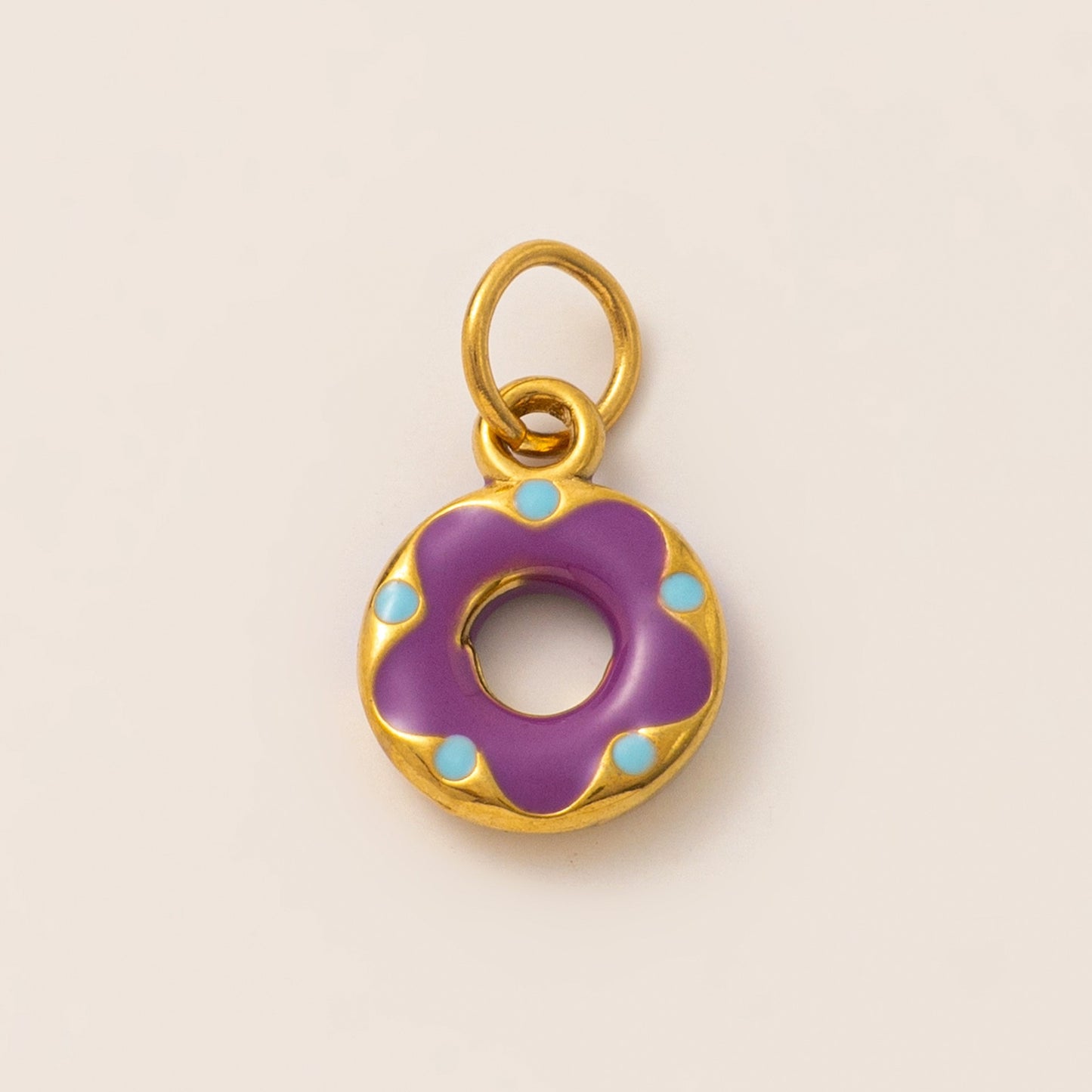 Sweet 18K Gold Plated Brass Floral DIY Charm Bar Bag Pendant Keychain