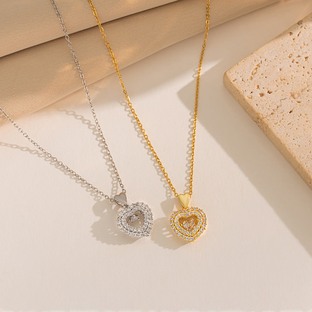 Minimalist Heart-Shaped Titanium Steel Pendant Necklace with Vacuum Plating and Snake Chain for Women