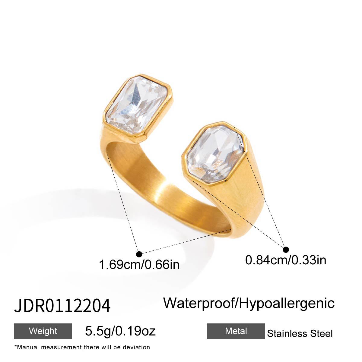 Minimalist Geometric Round Cubic Zirconia Inlay Stainless Steel PVD Ring for Women
