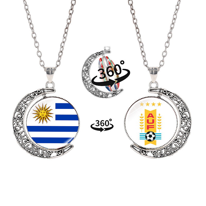 Collana a pendente a mezzaluna geometrica sportiva in lega con finitura galvanizzata per abbigliamento casual unisex