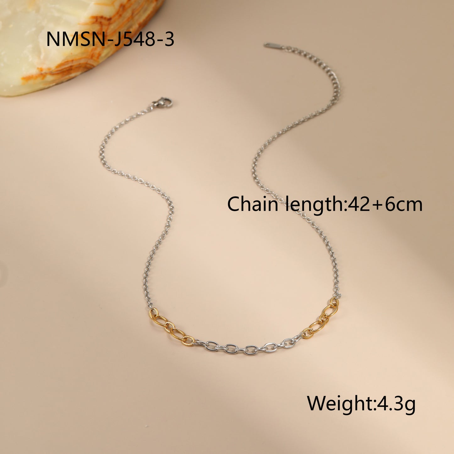 Collana geometrica alla moda in acciaio inossidabile con finitura placcata per donna