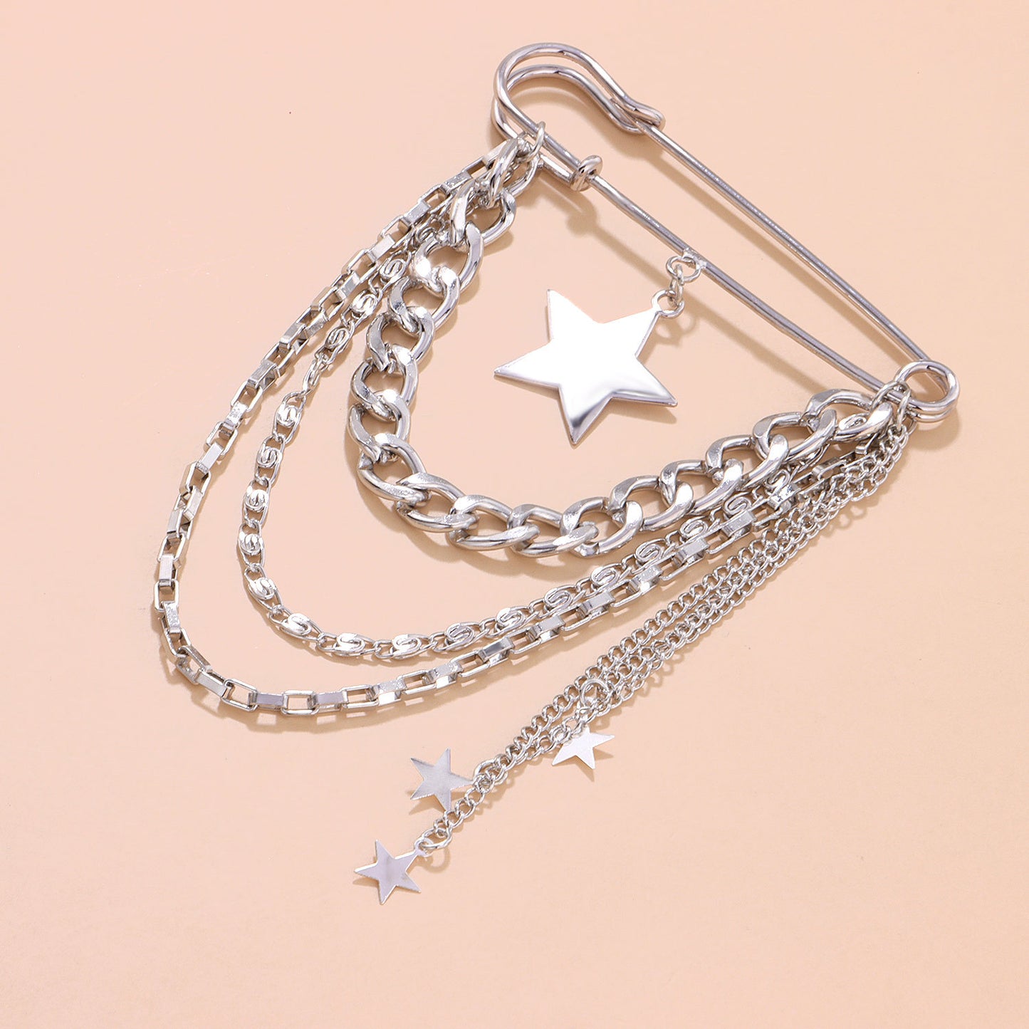 Hiphop Star-Shaped Brooch for Women Men Unisex Alloy Plated Geometric Design Fashion Jewelry Accessory