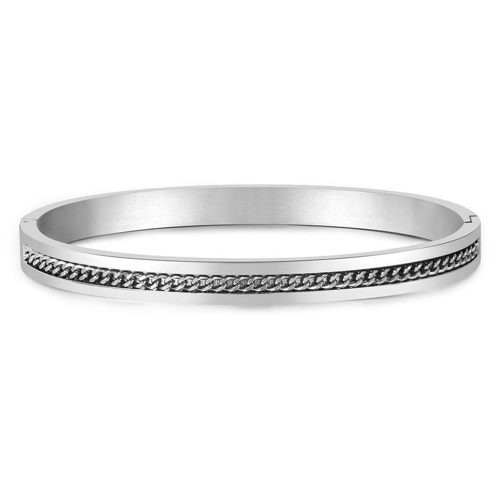 Round Geometric Plated Stainless Steel Bracelet for Women