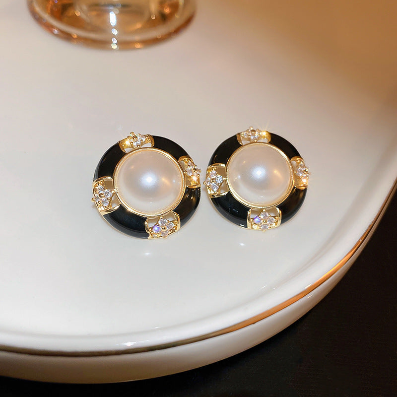 Vintage Geometric Earrings with Rhinestone Inlay for Women Copper Base with Stainless Steel Posts