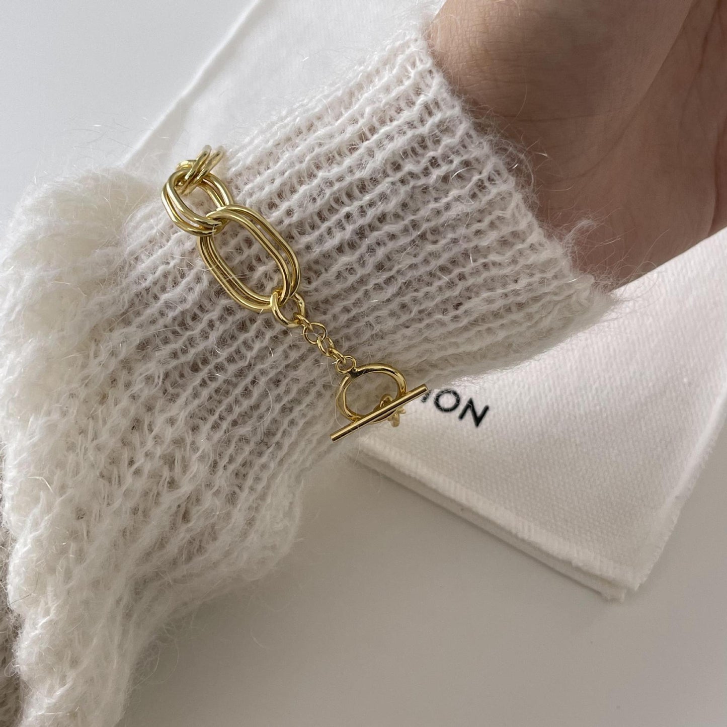 Bracciale da donna a doppio cerchio placcato in argento sterling 925 a forma di stella minimalista