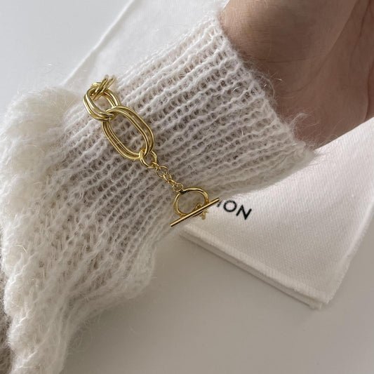 Bracciale da donna a doppio cerchio placcato in argento sterling 925 a forma di stella minimalista