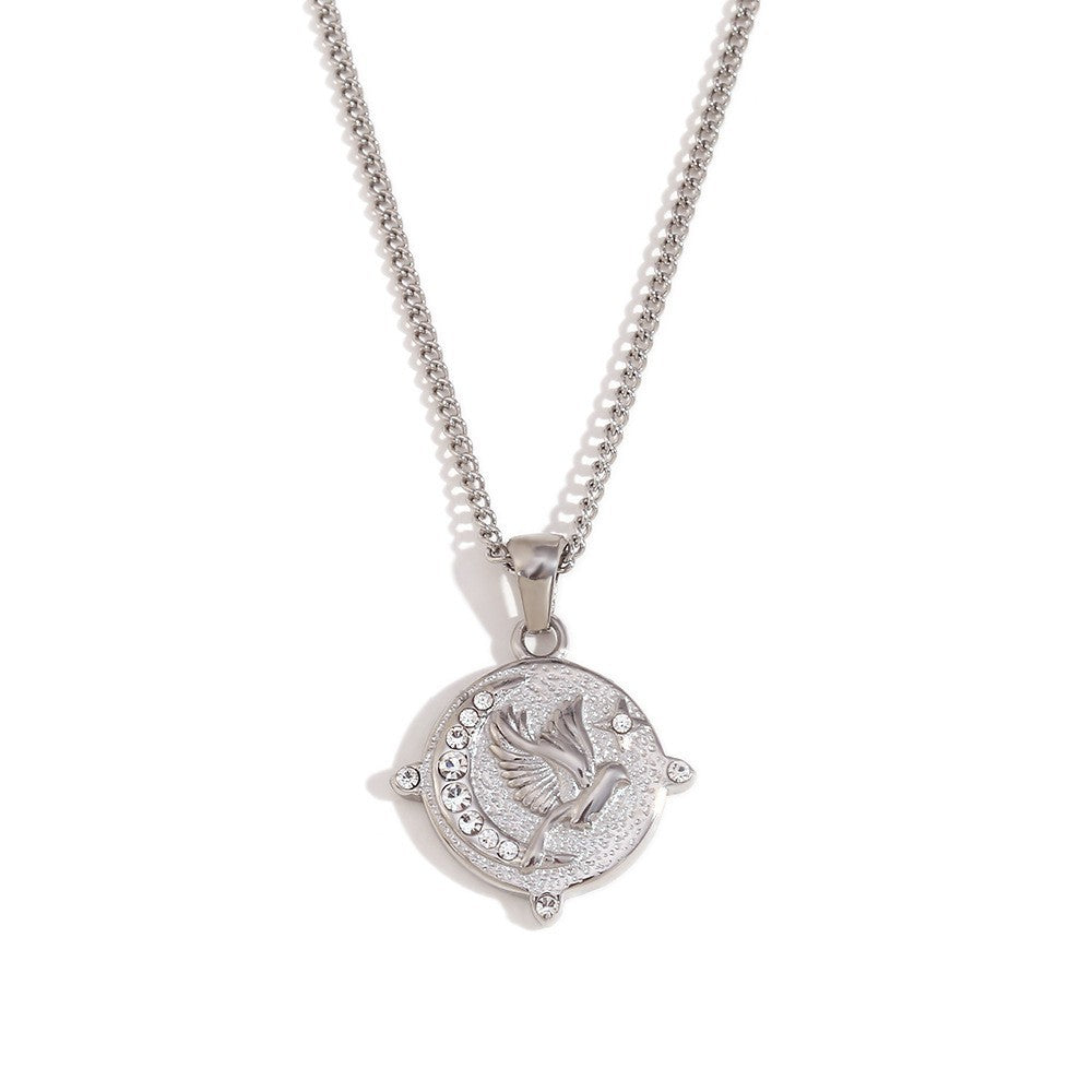 Collana con ciondolo a tema zodiacale in acciaio inossidabile placcato oro 18 carati e cordino regolabile da donna