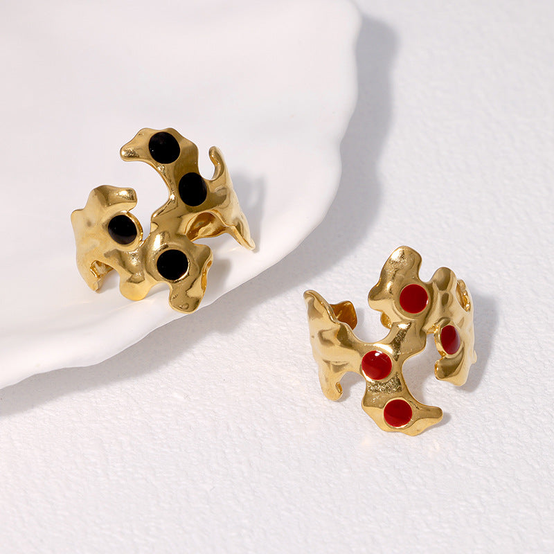 Anello Aperto Irregolare Vintage in Acciaio Inossidabile Placcato Oro 18K da Donna