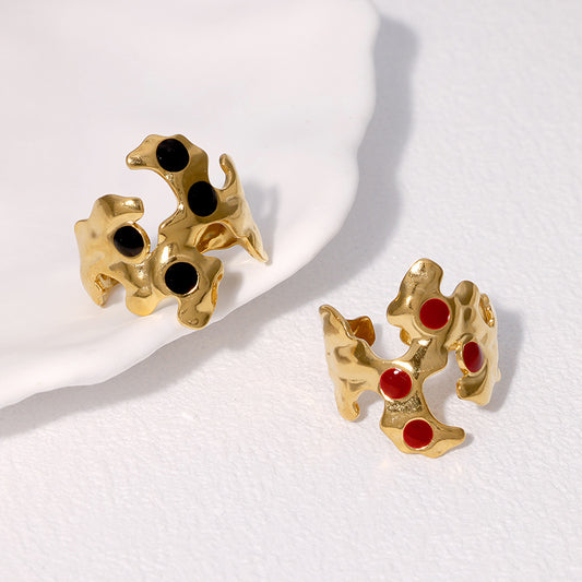 Anello Aperto Irregolare Vintage in Acciaio Inossidabile Placcato Oro 18K da Donna