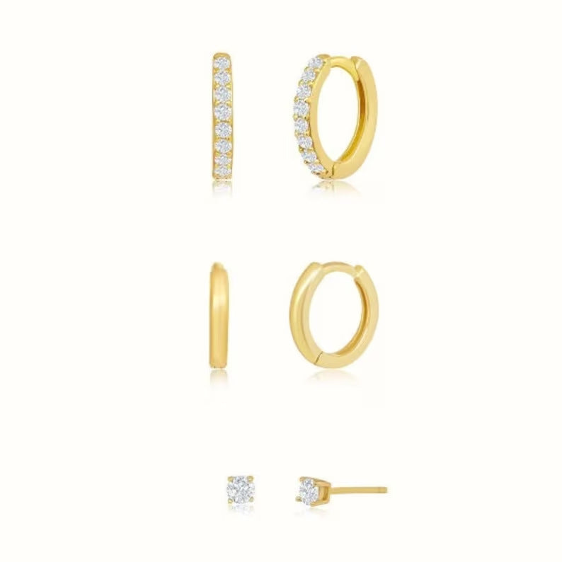 Luxury Elegant Geometric Rhinestone Inlay Alloy Earrings Set for Women