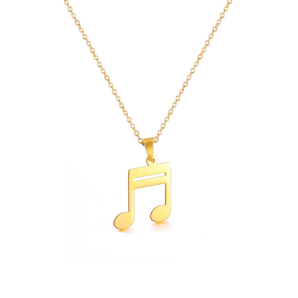 Collana pendente con nota musicale Hip Hop minimalista in acciaio inossidabile con ciondolo in titanio lucido per amanti della musica e amici, unisex