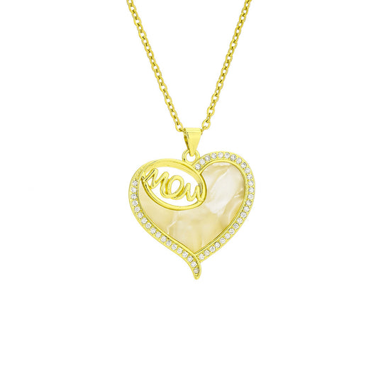 Elegant Heart-Shaped Stainless Steel Necklace with Zircon Inlay for Women, O-Chain Pendant Jewelry