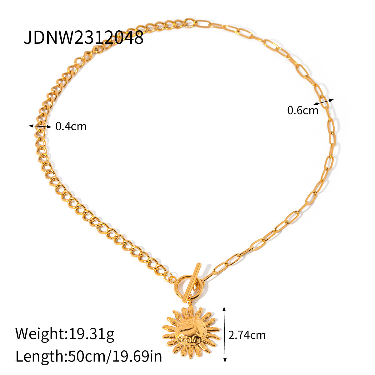 Collana da Donna in Acciaio Inossidabile con Stella a Otto Punte Geometrica, Ciondolo in Acciaio al Titanio e Finitura Placcata