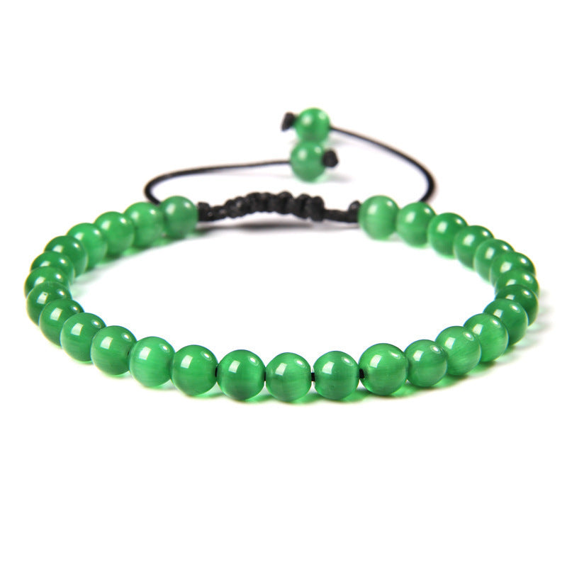 Sweet Sporty Geometric Natural White Crystal Stretch Bracelet 6mm Unisex Handmade Energy Bangle