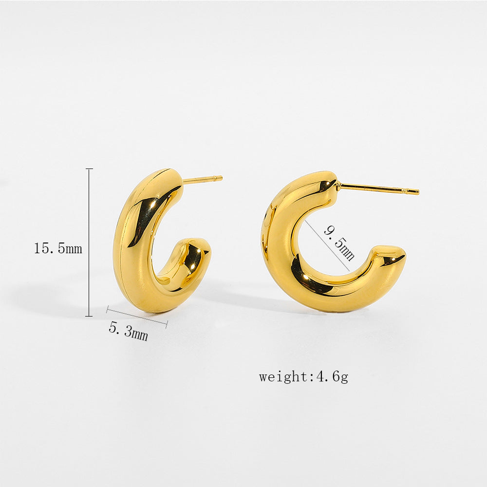 Pendientes de Aro de Acero Inoxidable Geométricos con Acabado Chapado para Mujer, Joyería de Moda Minimalista y Elegante