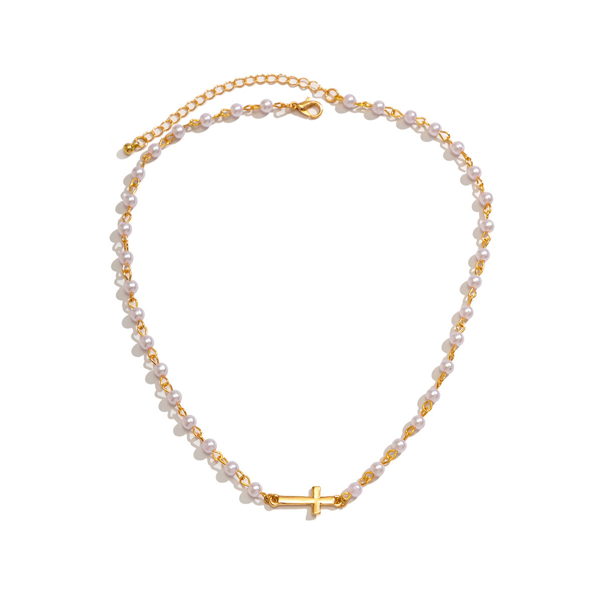 Minimalist Cross Pendant Necklace with Tassel Accents for Women, Alloy Geometric Design with Plated Finish