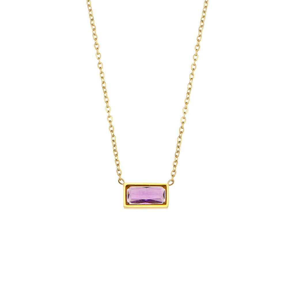Vintage Style Geometric Round Enamel Pendant Necklace in Titanium Steel with 18K Gold Plating for Women