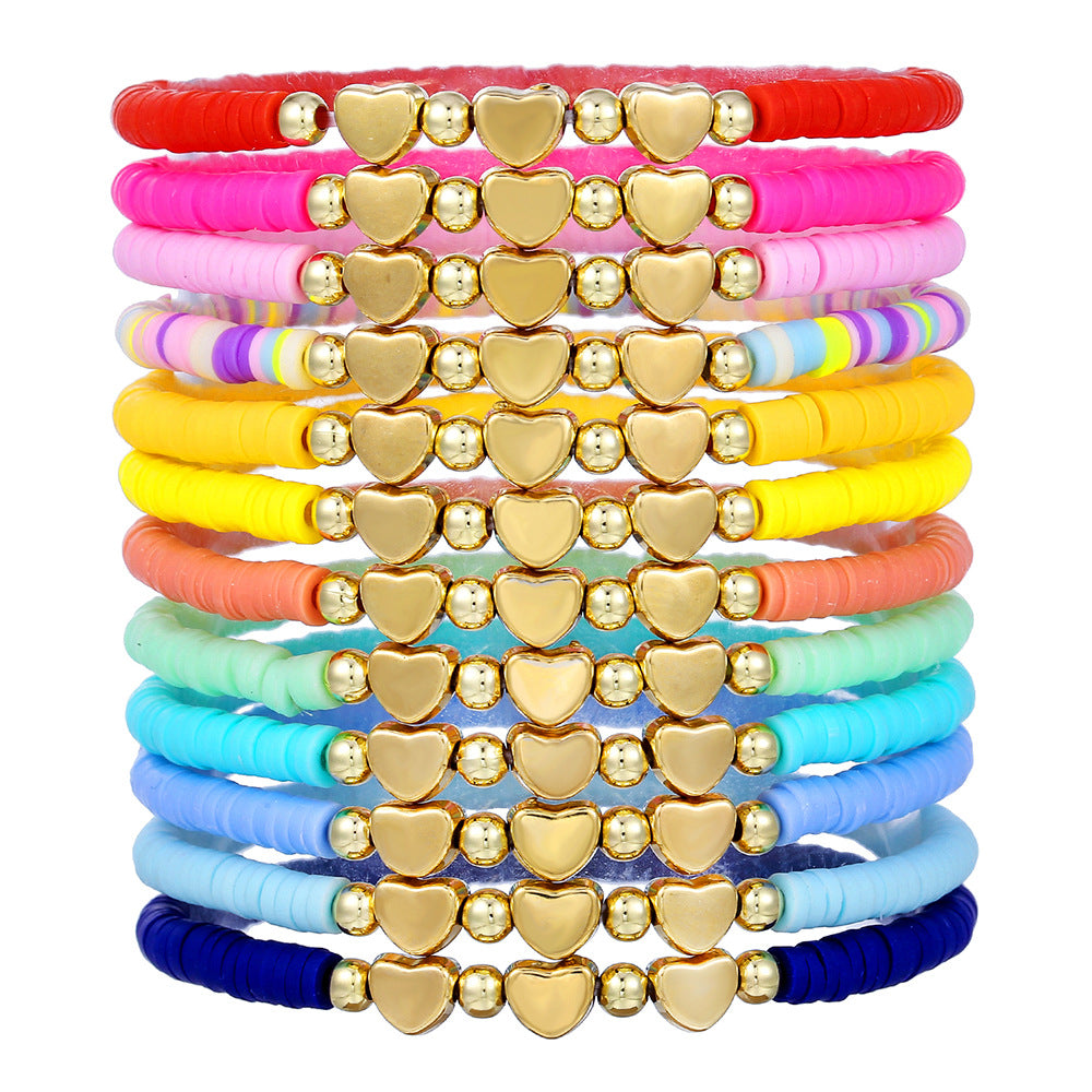 Bohemian Geometric Round Acrylic Beaded Bracelet Set