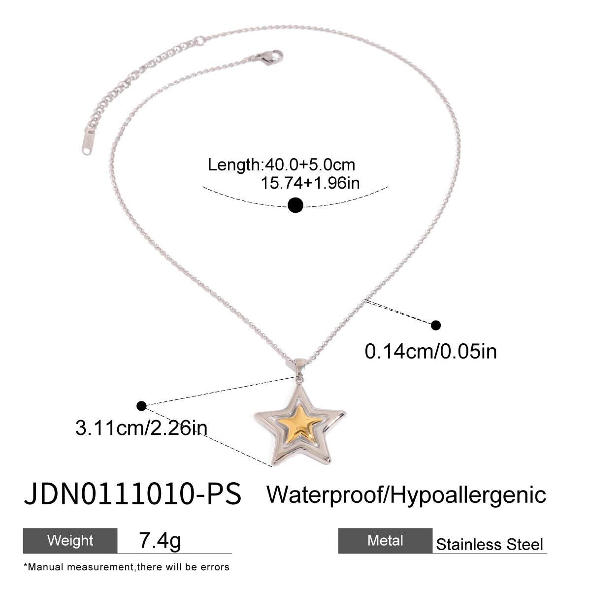 Geometric Star Stainless Steel Plated Necklace for Women