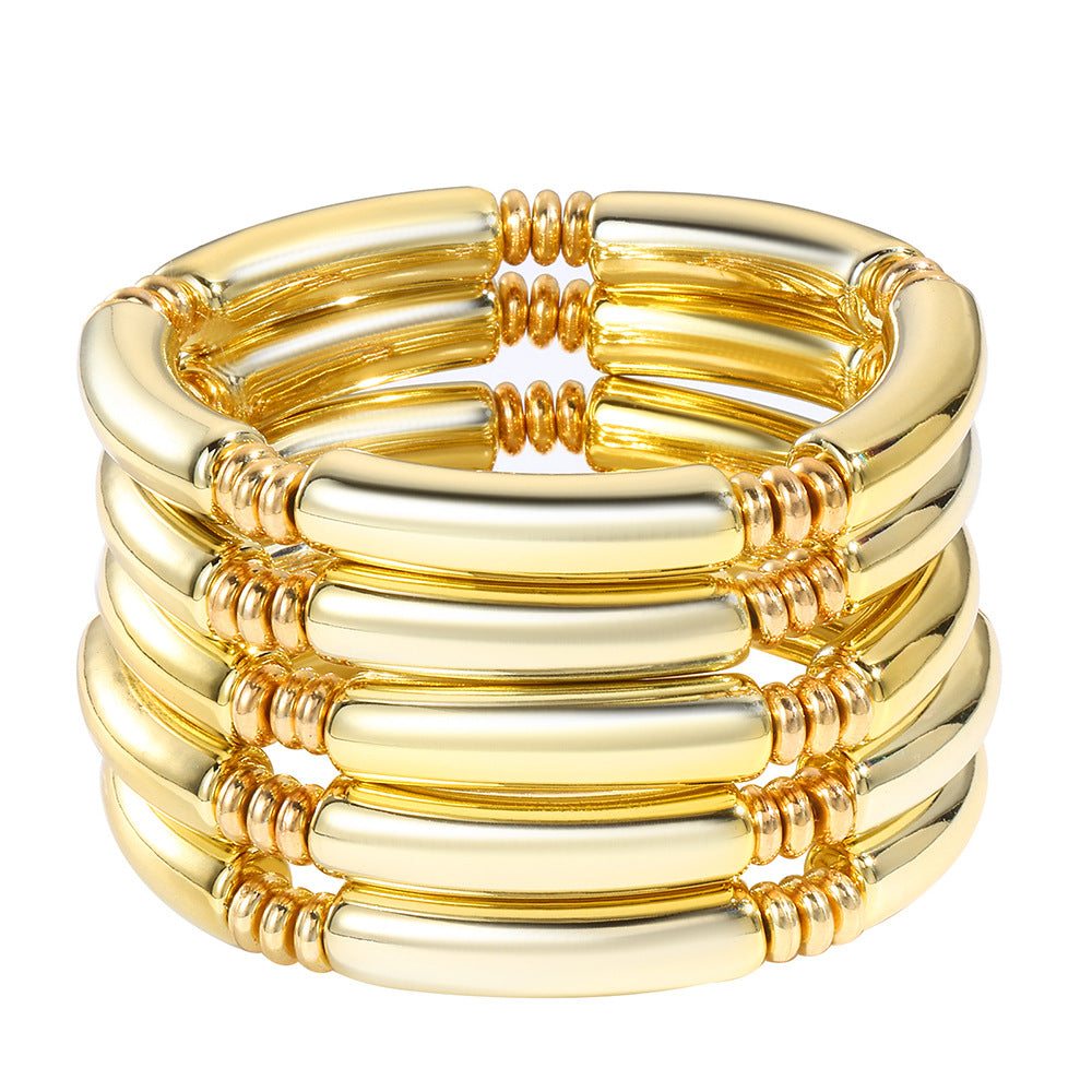 Geometric CCB Beaded Bamboo Bracelet Set for Women