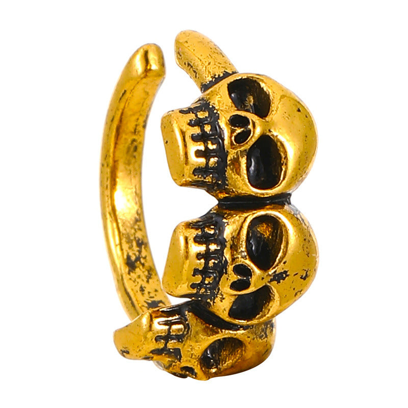 Orecchini a Clip da Donna a Teschio in Stile Punk in Lega Elettroplaccata, Bijoux per Costume di Halloween