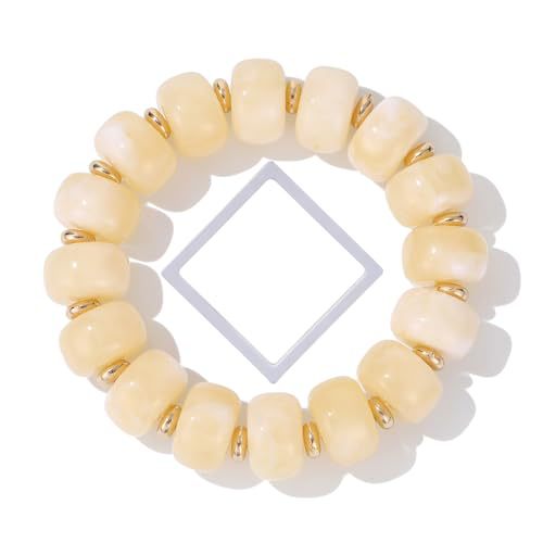 Bohemian Minimalist Geometric Round Resin Acrylic Beaded Bracelet for Women