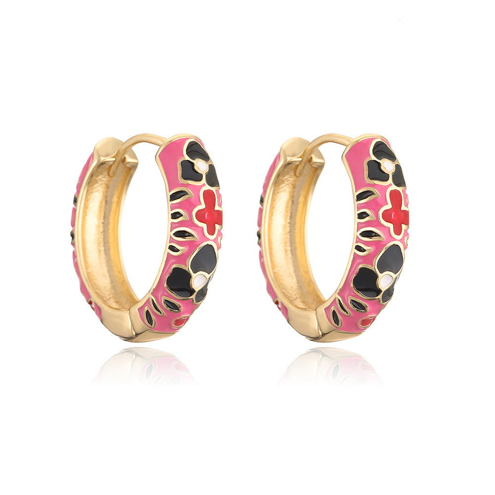 Minimalist Geometric Irregular Earrings for Women with Copper Base and 18K Gold Plating and Enamel Finish