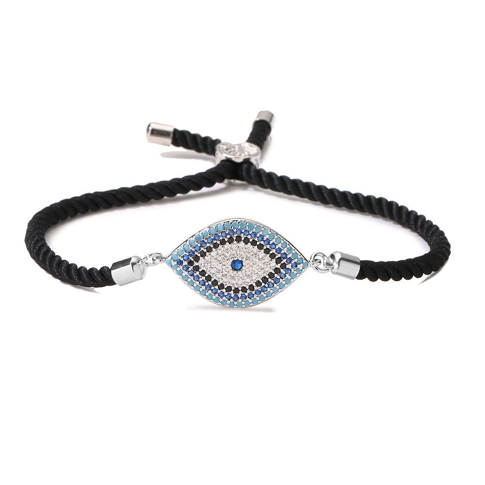 Geometric Evil Eye Bracelet for Women in Copper with Real Gold Plating and Zircon Inlay