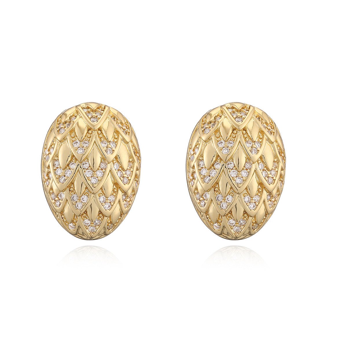 Minimalist Luxury 18K Gold Plated Brass Geometric Cubic Zirconia Irregular Stud Earrings for Women