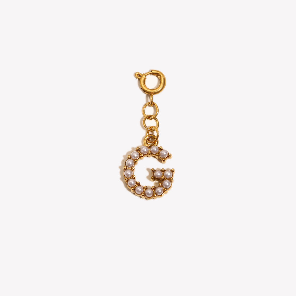 Barretta con Ciondolo a Lettera o Numero in Acciaio Inossidabile Placcato Oro 18K Minimalista da Donna