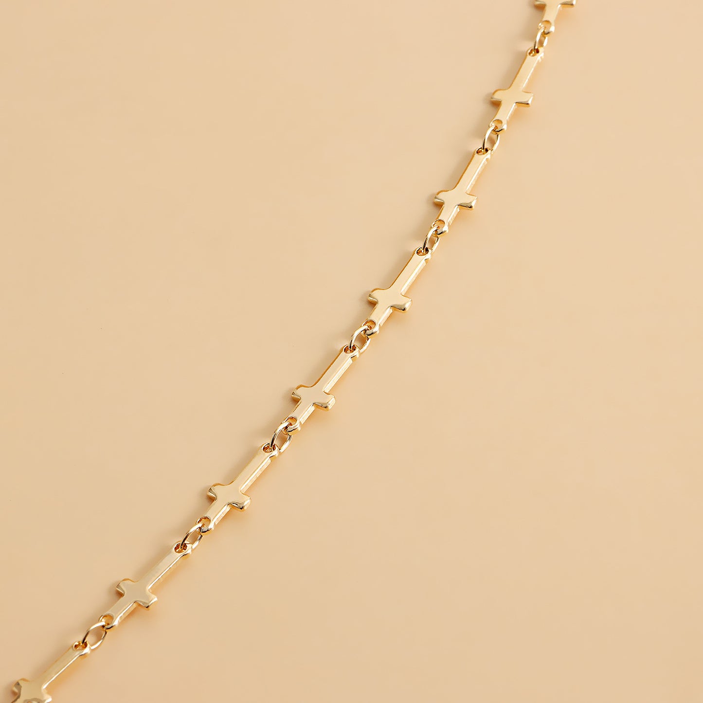 Minimalist Mini Cross Waist Chain for Women Made of Metal with Punk Style Accent