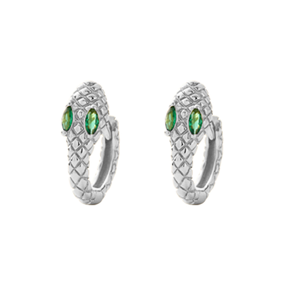 Orecchini a clip creativi a forma di animale in argento sterling S925 con intarsio di strass e finitura smaltata, unisex