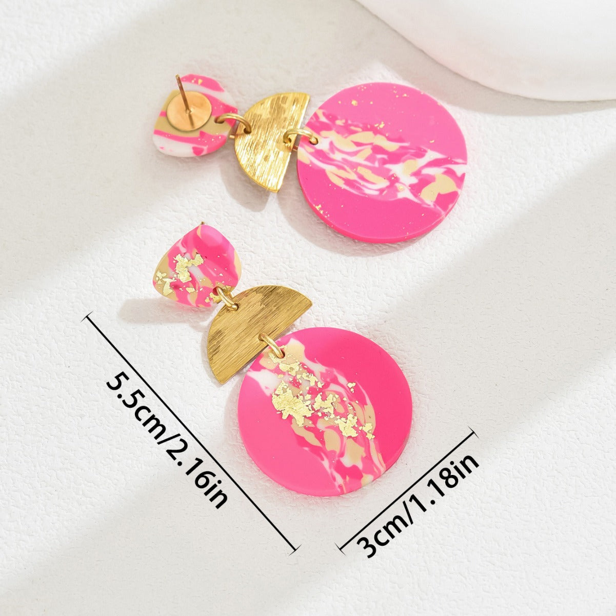 Orecchini in acrilico a U, geometrici e minimalisti da donna, con base in rame placcato oro e perni in acciaio inossidabile