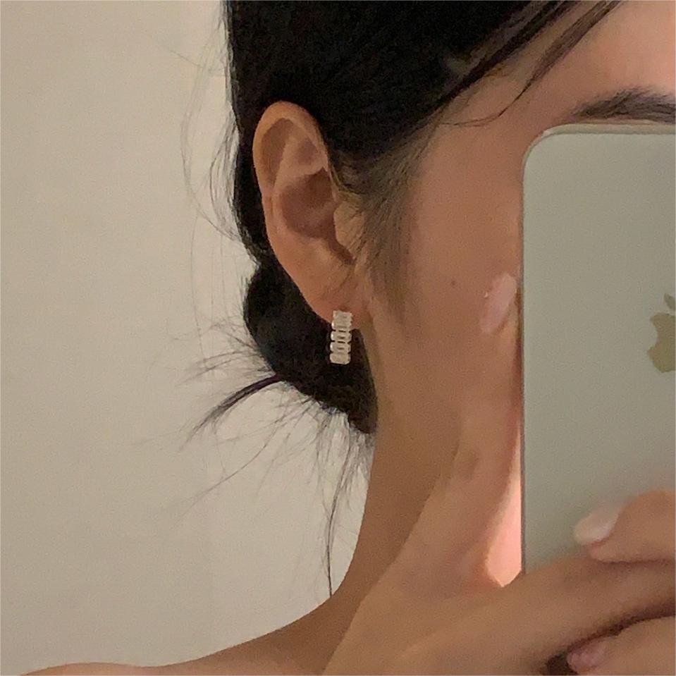 Minimalist Geometric Square Zircon Stud Earrings in 925 Sterling Silver with Plated Finish