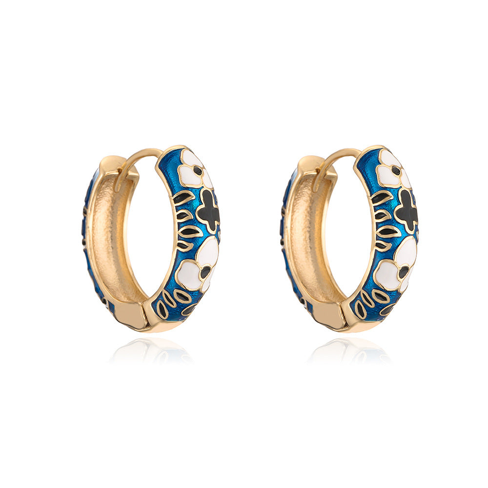 Minimalist Geometric Irregular Earrings for Women with Copper Base and 18K Gold Plating and Enamel Finish