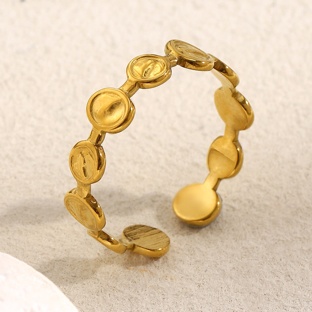 Anello da Donna Aperto in Acciaio Inossidabile Placcato Oro 18K, con Design Geometrico Minimalista
