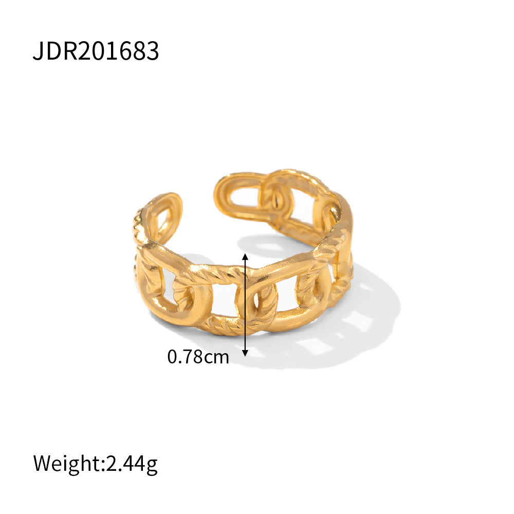 Geometric Stainless Steel Plated Ring for Women