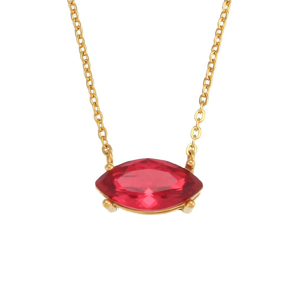 Collar Minimalista Retro Geométrico para Mujer de Acero Inoxidable con Baño de Oro de 18K y Circonitas de Colores Microincrustadas