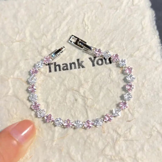 Bracciale di lusso da donna con strass a forma di esagramma con chiusura a moschettone
