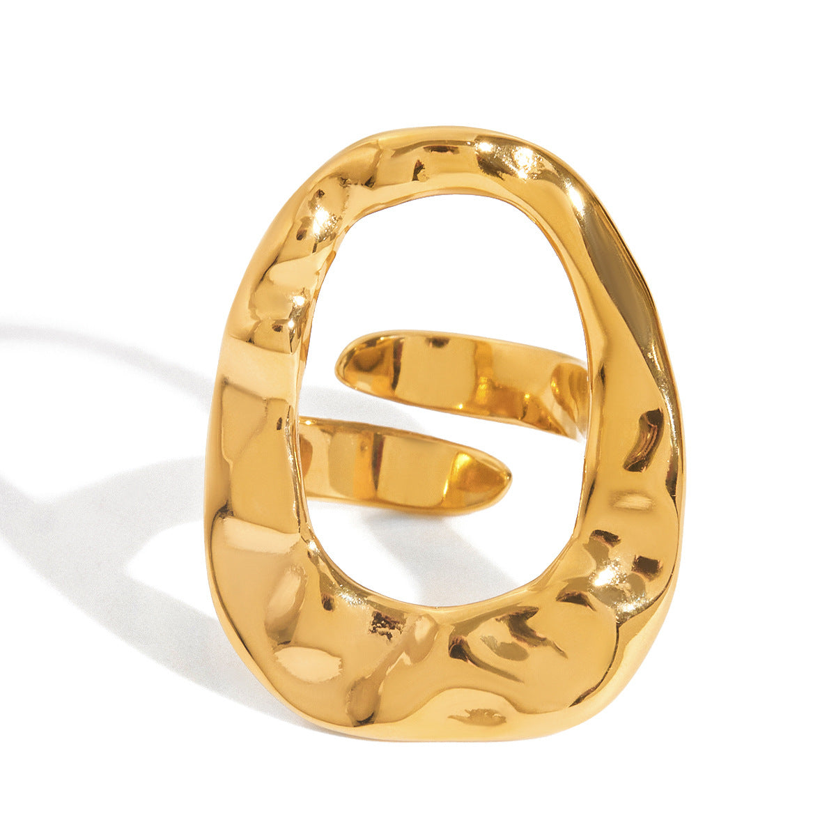 Anello geometrico in acciaio al titanio da donna con finitura placcata, fascia ipoallergenica in acciaio inossidabile, anello di moda di lusso minimalista