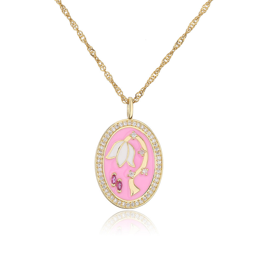 Collana pendente geometrica minimalista in rame smaltato da donna