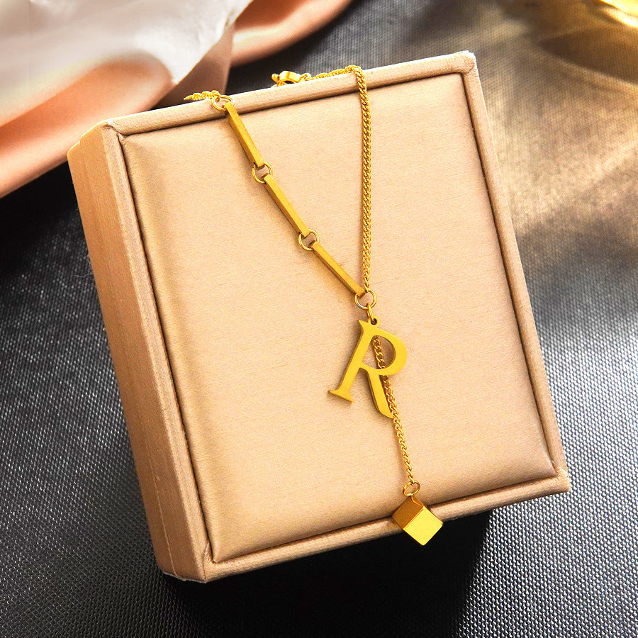 Minimalist Elegant 18K Gold Plated Stainless Steel Letter Bracelet