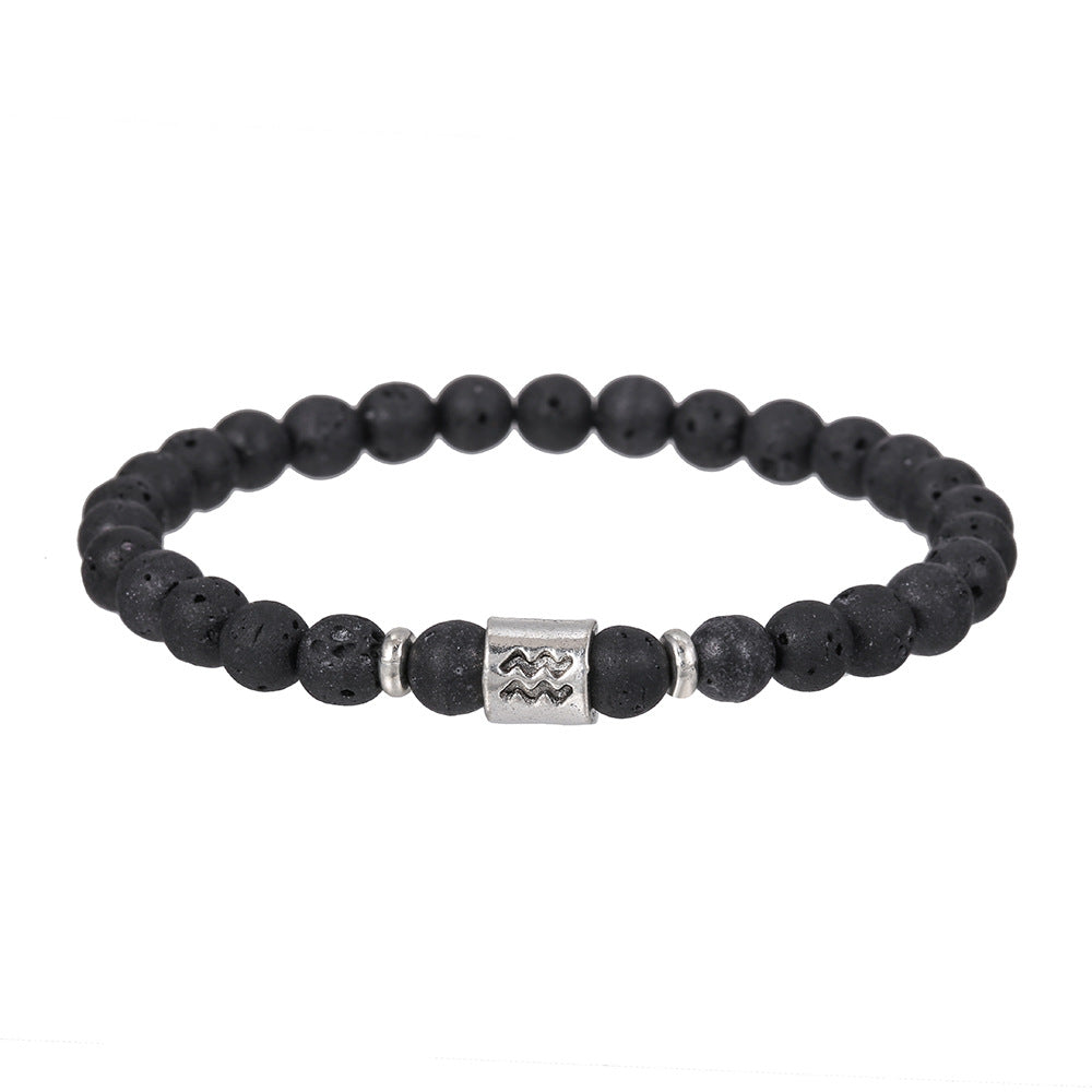 Handmade Geometric Round Volcanic Stone Bracelet for Unisex