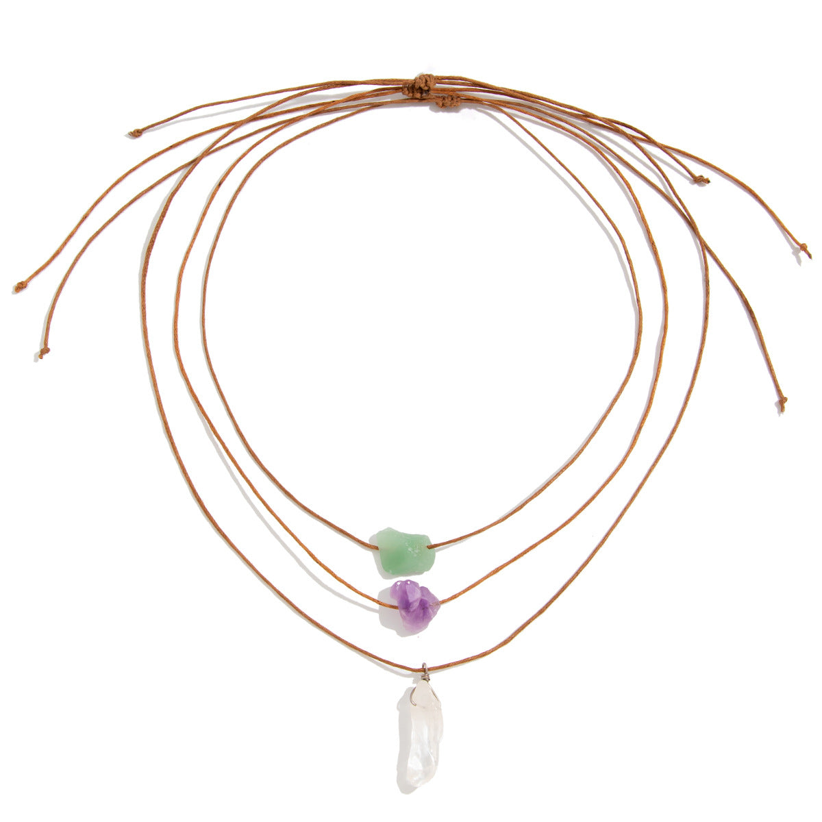 Bohemian Vintage Irregular Geometric Crystal Pendant Plated Necklace Set for Women