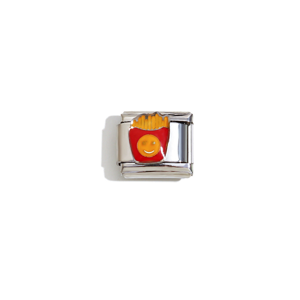 Elegant 18K Gold Plated Drip Oil Square Stainless Steel Charm Bar for Women