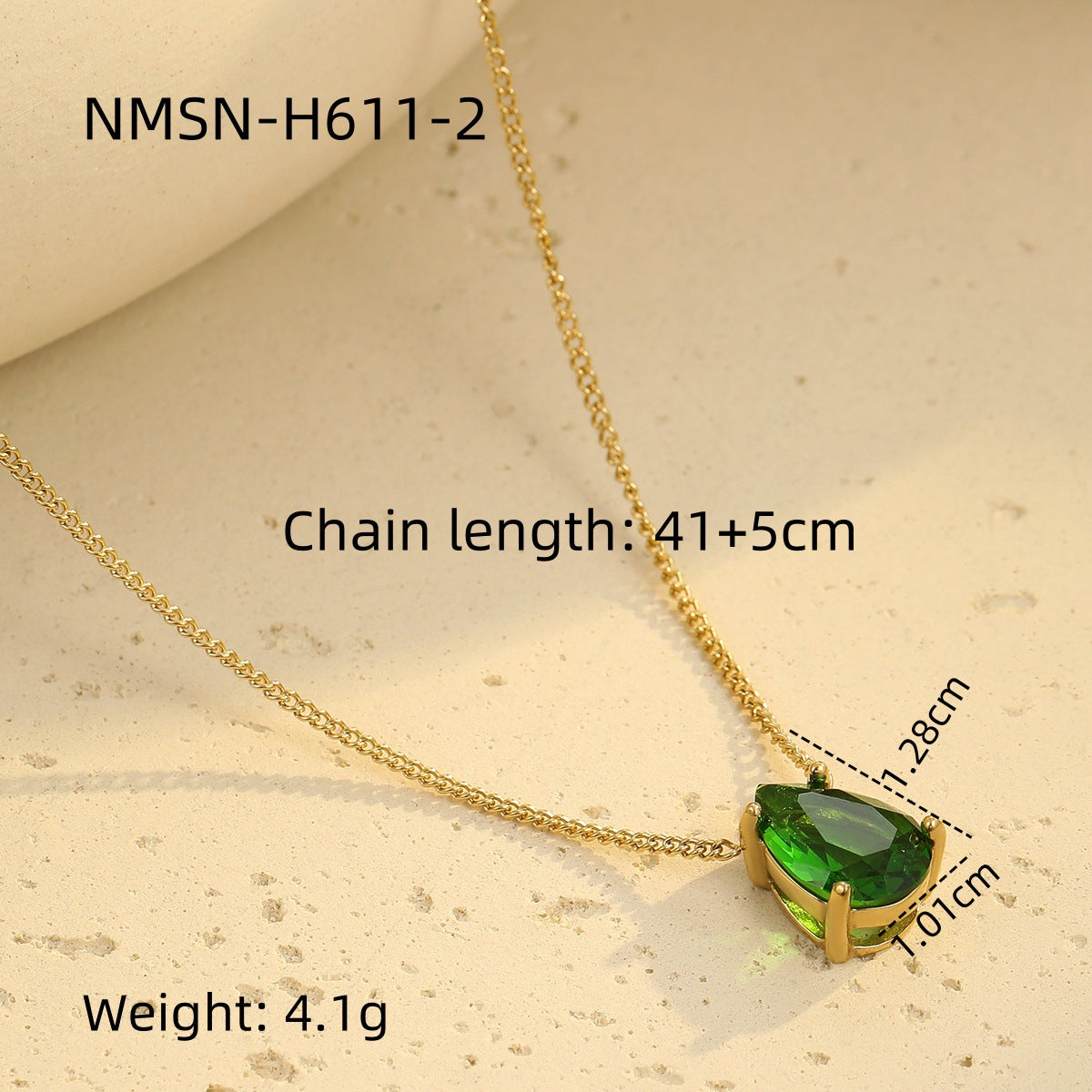 Collar vintage geométrico de circonita verde de acero inoxidable para mujer con baño de oro de 18 quilates, cadena de clavícula delicada