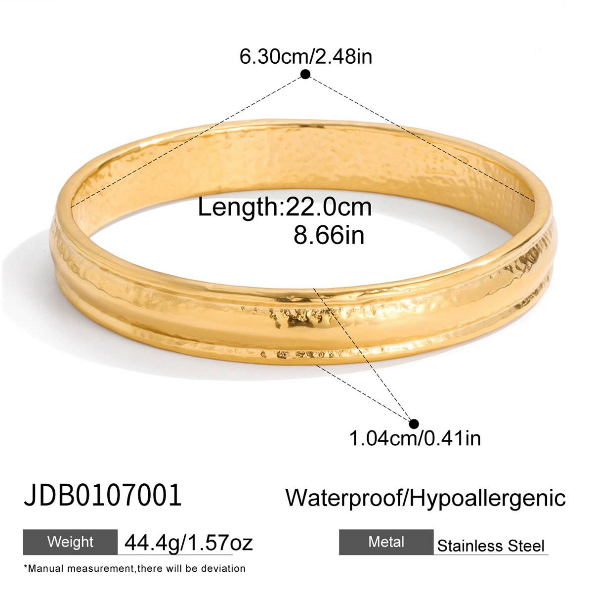 Bracciale da donna in acciaio inossidabile placcato oro 18K con design a linee geometriche, accessorio di moda ipoallergenico