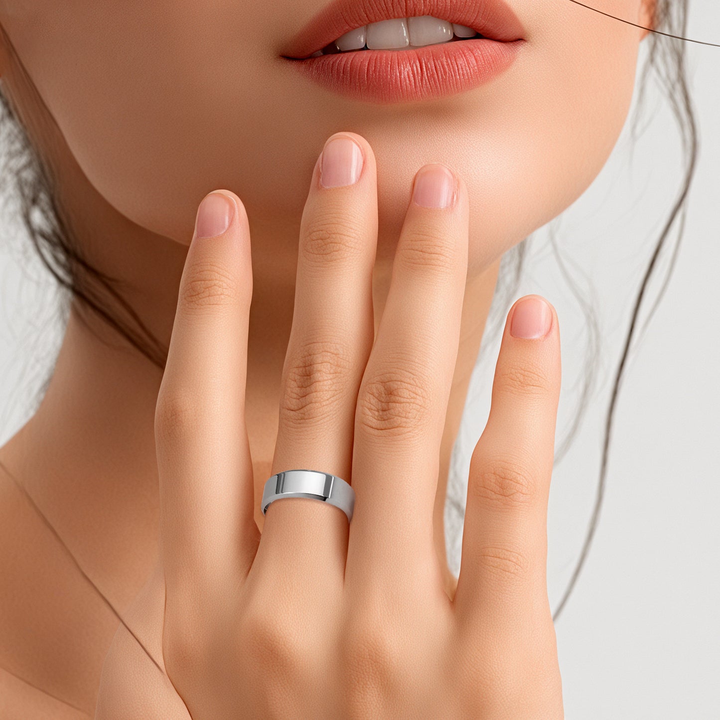 Minimalist 8MM Polished Plated Stainless Steel Ring Unisex Wedding Band