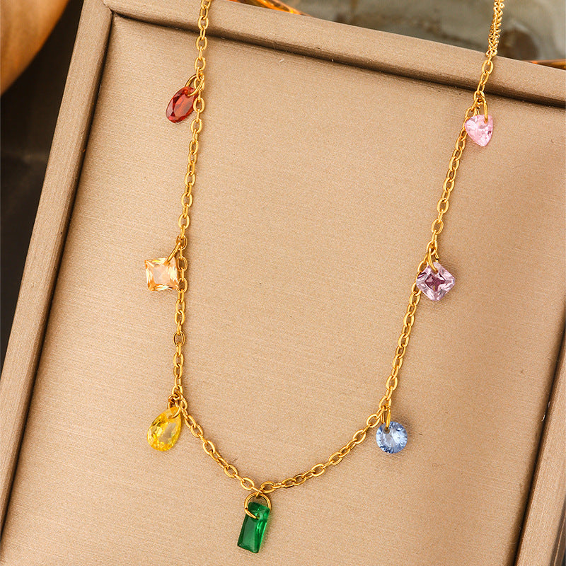 Minimalist Luxury Titanium Steel Plated Geometric Heart Teardrop Letter Animal Cartoon Star Pendant Necklace for Women